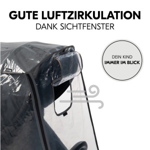 Husa de ploaie universala pentru carucior hauck 47 x 40 x 85 cm cu margine reflectorizanta, fereastra de contact si ventilatie, atasare usoara cu velcro la carucior (transparent) - Img 6