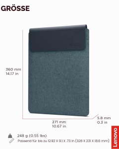 Husa Laptop Lenovo Yoga 14,5 inch, Magnet, Slim, Culoare Tidal Teal - Img 7