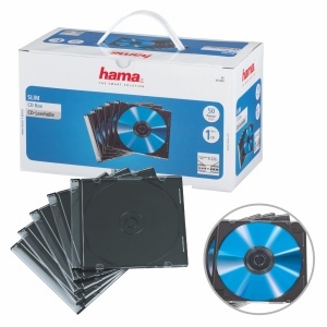 Husa pentru CD-uri Hama, 50 bucati, Slim Line, transparent-negru, 5mm