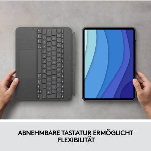 Husa pentru iPad Pro 12.9 inch Logitech Combo Touch - Pan QWERTY, Culoare Grau - Img 7