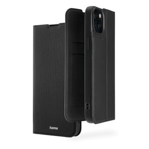 Husa pentru iPhone 15 Hama, neagra, cu functii de stand si carduri