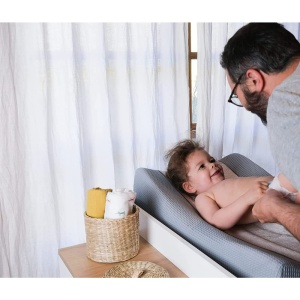 Husa pentru salteluta de infasat Beaba Sofalange 100 bumbac organic lavabila Gri - Img 5