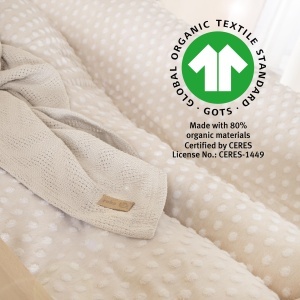 Husa pentru salteluta de infasat roba Frosty Almond 85x75 cm bumbac organic certificare GOTS culoare bej - Img 7