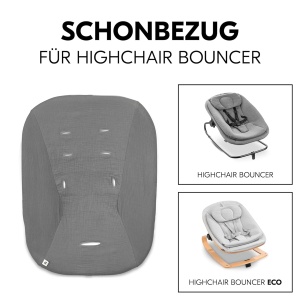 Husa pentru scaunul de masa hauck Highchair Bouncer Eco, 100 bumbac, gri inchis - Img 3