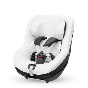 Husa scaun auto din bumbac organic Maxi-Cosi pentru Pearl 360, Mica (Eco) si Mica 360 S (Comfort), material moale, respirabil si care absoarbe umezeala, se poate spala la masina, alb natural