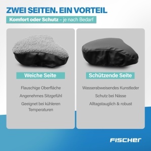 Husa Sediu Bicicleta FISCHER - 2-in-1, Negru si Imitatie Blana, Waterproof - Img 8