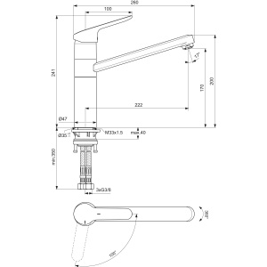 Ideal Standard BC136AA Robinet de bucatarie Ceraflex Piedestal extins BlueStart de joasa presiune - Img 4