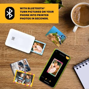 Imprimanta foto pentru smartphone instantanee KODAK Step Slim - Imprimanta foto mobila portabila color subtire - Fotografii adezive de zinc 2x3" - Imprimati dispozitive iOS si Android prin Bluetooth cu aplicatia Fun - Alb - Img 6