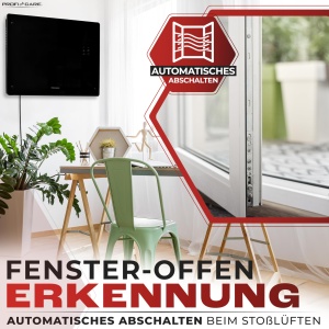 Incalzitor electric ProfiCare(r) cu fata din sticla si element de incalzire in forma de X | Radiator mobil potrivit si pentru montarea pe perete | Incalzitor convector cu 2 niveluri de caldura | incalzire silentioasa - 0dB | PC-GKH 3118 negru - Img 3