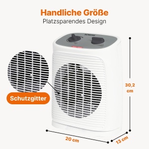 Incalzitor ventilator Bomann(r) cu functie ventilator | Incalzire electrica cu termostat continuu variabil si 2 niveluri de caldura | Incalzitoare radiante oscilante | Incalzitor pentru baie, bucatarie, garaj | HL 6064 CB - Img 5