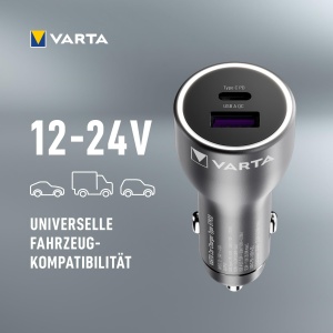 Incarcator auto VARTA 45 W, 2 porturi, design din aluminiu - Img 3