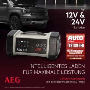 Incarcator baterii AEG LT 10, 10A pentru 1224V, 9-stadii, negrugri - Img 2