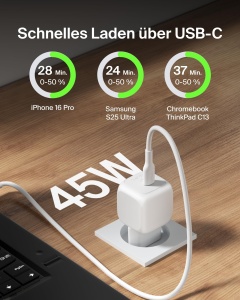 Incarcator compact Belkin BoostCharge 45W, USB-C, alb - Img 2