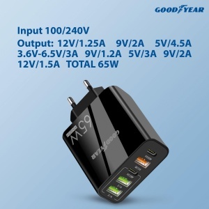 Incarcator Goodyear 220V 5 Porturi 3 USB 2 USB-C, 65W, Compact - Img 7