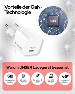 Incarcator Mini Verbatim GaN 20W USB-C PD 3.0 cu cablu USB-C inclus - Img 2