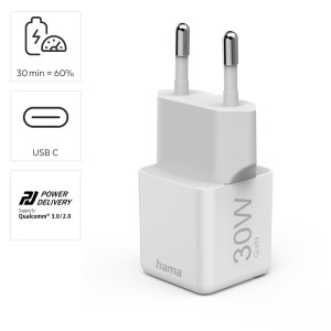 Incarcator rapid Hama 30W USB-C, suport Power Delivery, mini format alb - Img 2