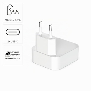 Incarcator rapid Hama GaN 40W, 2x USB-C, pliabil, alb - Img 2