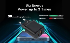 Incarcator rapid V-TAC 20W USB-C cu 2 porturi pentru iPhone si Samsung - Img 4