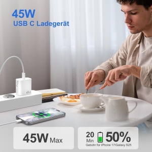 Incarcator rapid YISH 45W USB C, compact, cu cablu tip C de 1m - Img 2