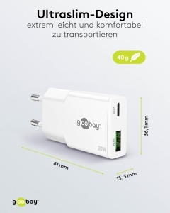 Incarcator USB-C GaN Dual 20W Alb - goobay 75730 - Img 3