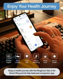 Inel Inteligent RingConn Gen 2 Air, Ultra-slim, 10 Zile Autonomie, Waterproof - Img 3