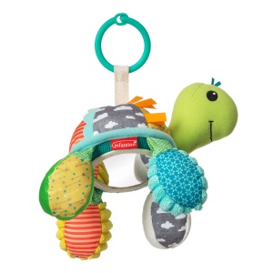Infantino Go Gaga Turtle Mirror Pal jucarie senzoriala pentru bebelusi cu oglinda si texturi captivante - Img 2