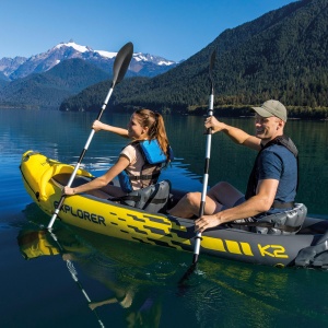 Intex 68307NP - Caiac gonflabil Explorer K2, 2 persoane, cu accesorii, PVC, galben, 312x91x51 cm - Img 2