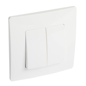Intrerupator dublu Legrand Niloe Monoblock, 10AX, alb, mecanism complet - Img 3