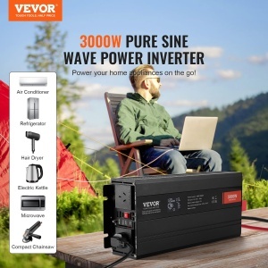 Inversor de tensiune VEVOR SGPE-3000W, 3000W, 12V DC, 230V AC, 2 prize AC, 2 USB - Img 2