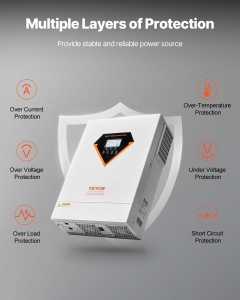 Invertor solar hibrid VEVOR EM6200-48L 6kW MPPT 120A 48V DC la 220230V AC - Img 6