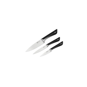 Jamie Oliver by Tefal K267S3 Set de cutite din 3 piese, cutit de bucatar, cutit utilitar, cutit de curatat, performanta ridicata de taiere, design inconfundabil, lame rezistente, otel inoxidabil, negru - Img 1
