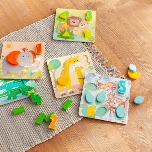Joc de asociere HABA 306708 - Animale salbatice, 5 tablouri, din lemn colorat - Img 2