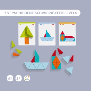 Joc de Constructie HABA Mosaik-Dreiecke 48 Piese din Lemn, 10 Carti cu Model - Img 3