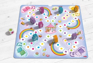 Joc de societate HABA Einhorn Glitzergluck, 9 jocuri pentru 2-4 copii, reguli simple - Img 2