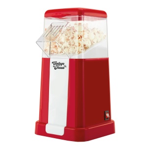 JOCCA - Aparat electric de floricele de porumb fara ulei de 1200 W / Masina de facut floricele de porumb in stil vintage / Popcorn gata in 3 minute / Ceasca de masurare / Sanatos si rapid pentru un popper sanatos si fara grasimi, 1200 W, rosu