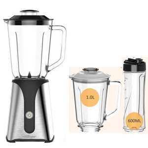 JOCCA - Blender de sticla cu sticla de calatorie/putere 350 W, blender/ulcior de 1 l si sticla de 600 ml/lumina LED, capac detasabil, lame din otel inoxidabil (recipient + sticla 350 W) - Img 3
