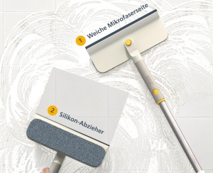 Joseph Joseph CleanTech 2-in-1 Light Stone Racleta geamuri si pad microfibra - Img 7