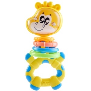 Jucarie Chicco Gilby Giraffe Rassel cu Rotiere si Inele Colorate