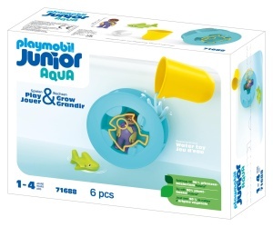 Jucarie de Baie PLAYMOBIL JUNIOR 71688 Roda cu Apa si Baby-Hai Biobazata - Img 2