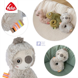 Jucarie de motricitate cu rattling Faultier Fehn, material plush, pentru bebelusi - Img 4
