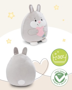 Jucarie de plus NICI Chill-NICI Iepuras cu inima 30 cm textura marshmallow gri deschis - Img 3