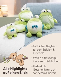 Jucarie de Plus NICI Frosch Frowin 18cm - Verde, Cu Ochi Mari, Design Nostalgic - Img 4