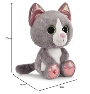 Jucarie de plus NICI GLUBSCHIS Felinja 25cm gri-bej ochi stralucitori - Img 9