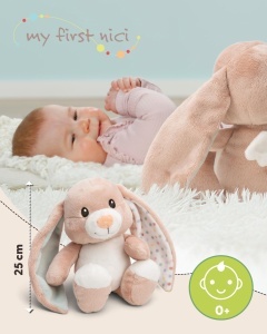 Jucarie de plus NICI Hase Fjella 25cm roz din colectia MyFirstNICI cu aripioare albe - Img 3