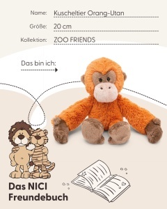 Jucarie de Plus NICI Zoo Friends Orang Utan 20cm Portocaliu Moale si Dragalas - Img 5