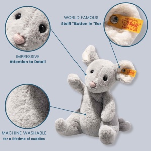 Jucarie de plus Steiff Cheesy Maus 19cm, gri deschis, prieten de neuitat - Img 4
