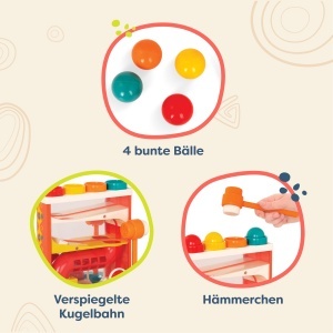 Jucarie interactiva cu bile si ciocan B. toys Whacky Ball, multicolor, pentru copii 12 luni - Img 5