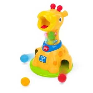 Jucarie pentru bebelusi Bright Starts Giraffe, 5 bile colorate, muzica si lumini, 6 luni