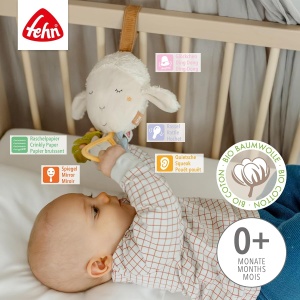 Jucarie pentru bebelusi - Oaie Activitate Fehn - din bumbac, cu sunete si accesorii - Img 3