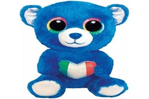 Jucarie Plush Romeo de la Ty, 15 cm, Ursulet Albastru cu Inima Italia
